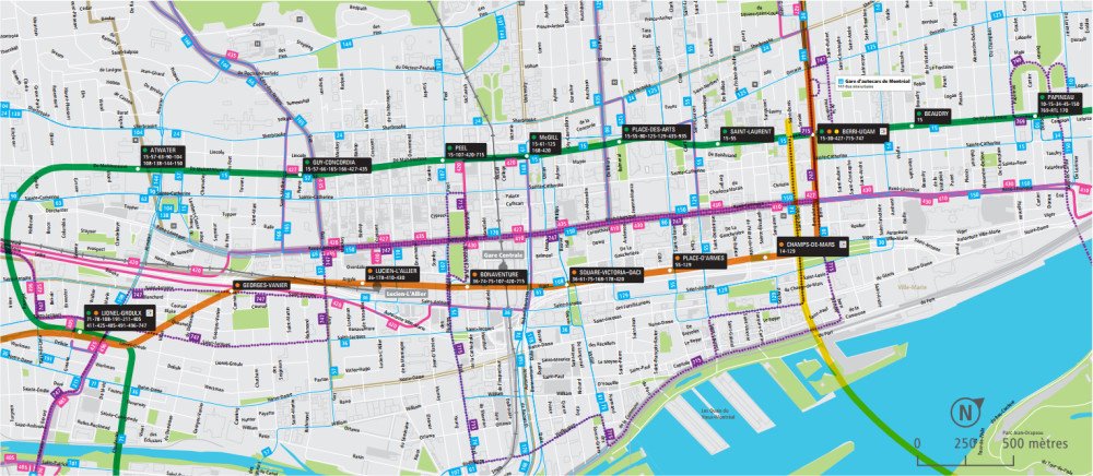 Montreal Downtown Map - Go! Montreal Tourism Guide