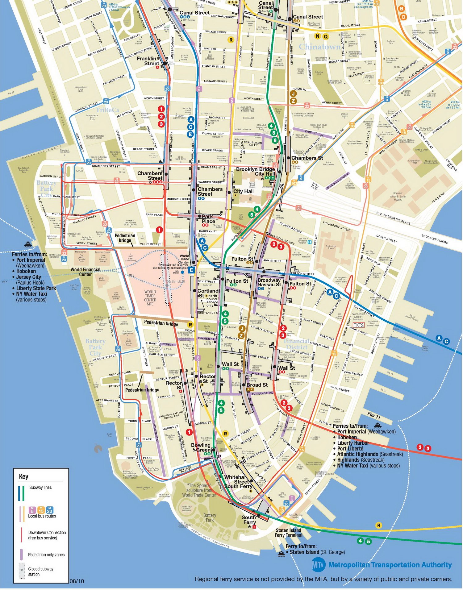 Printable Street Map Of Manhattan   Lower Manhattan Map Large 