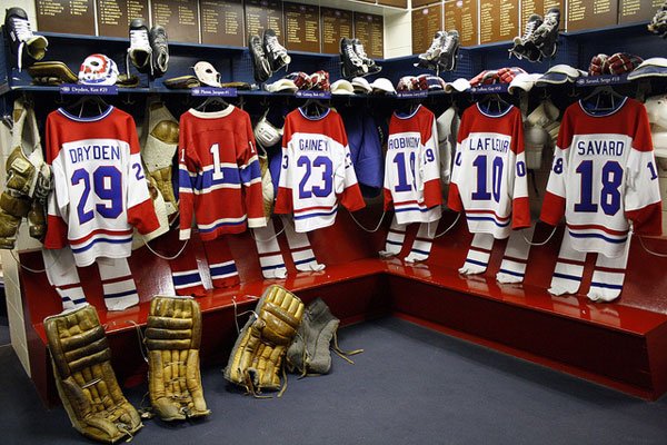 Montreal Canadiens locker room at the Hockey Hall of Famer