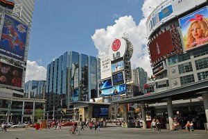 yonge-dundas square in summer